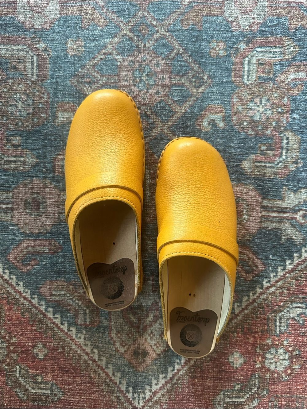Troentorp Da Vinci Slip-On Leather Clogs in Ochre Yellow - Picture 2 of 8